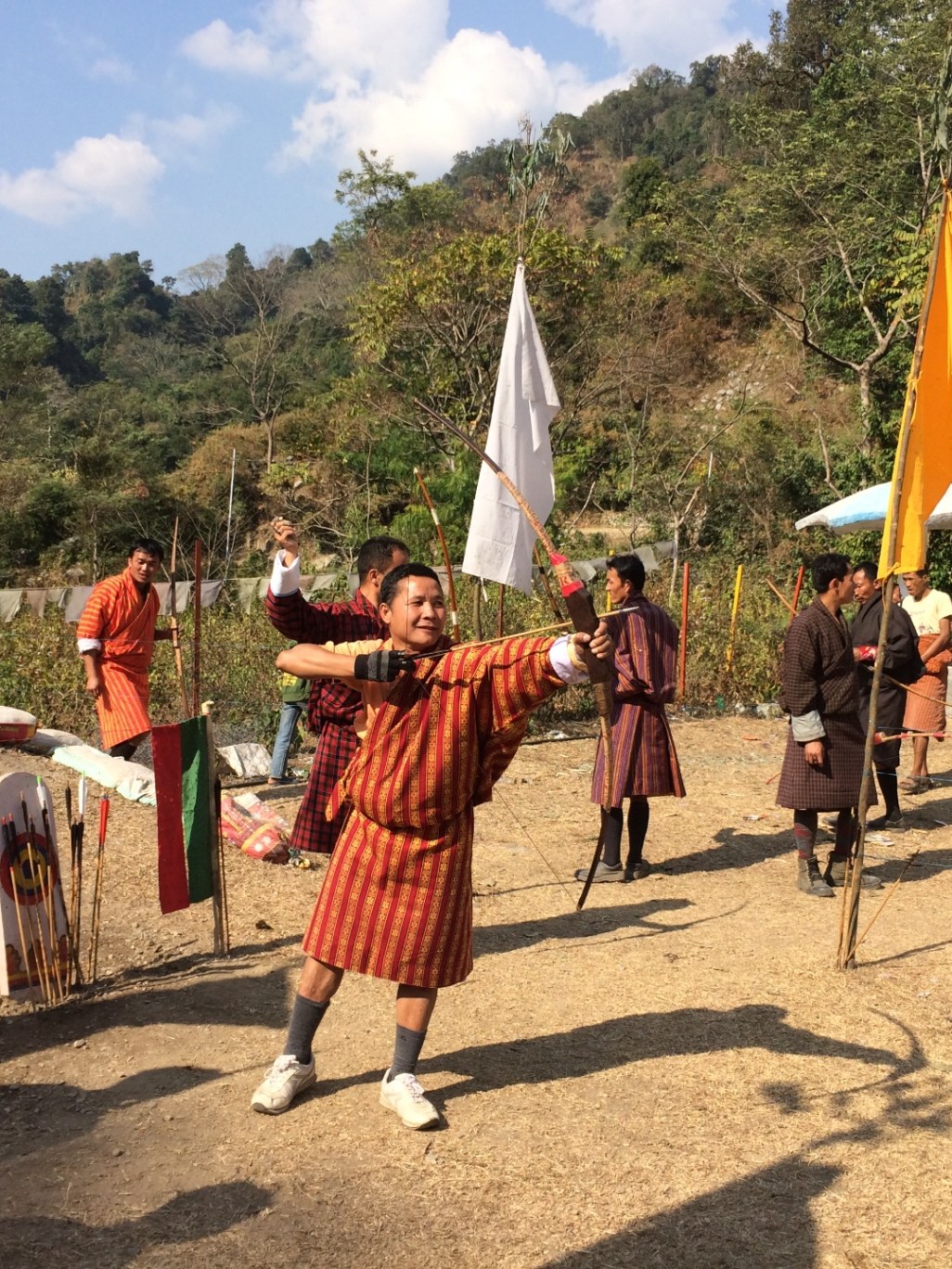 Archery court and players in action